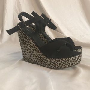 Black and White Platform Wedges